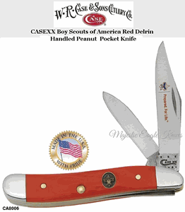W.R. Case & Son's Cutlery CA8006 Case Boy Scouts of America Rough Red Synthetic Peanut Pocket Knife