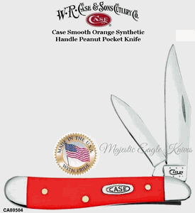 W.R. Case & Son's Cutlery CA80504 Case Smooth Orange Synthetic Handle Peanut Pocket Knife