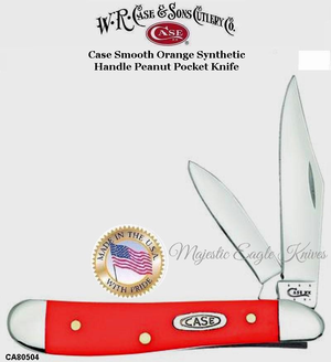 W.R. Case & Son's Cutlery CA80504 Case Smooth Orange Synthetic Handle Peanut Pocket Knife
