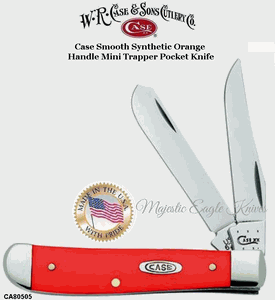 W.R. Case & Son's Cutlery CA80505 Case Smooth Synthetic Orange Handle Mini Trapper Pocket Knife