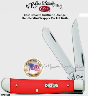 W.R. Case & Son's Cutlery CA80505 Case Smooth Synthetic Orange Handle Mini Trapper Pocket Knife