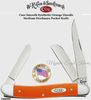 W.R. Case & Son's Cutlery CA80509 Case Smooth Synthetic Orange Handle Medium Stockman Pocket Knife