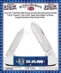 W.R. Case & Sons Cutlery CA37481 Case XX� RAM Canoe Smooth Navy Blue Bone Handle 3-5/8" Closed 2" Pen 2-5/8" Spear Plain Blade Tru-Sharp Surgical Stainless Steel Pocket Knife
