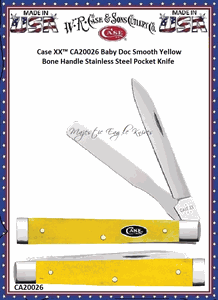 W.R. Case & Sons Cutlery CA20026 Case XX� Baby Doc Smooth Yellow Bone Handle Stainless Steel Pocket Knife 