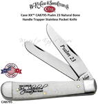 W.R. Case & Son's Cutlery CA8795 Case XX� Psalm 23 Natural Bone Handle Trapper Stainless Pocket Knife