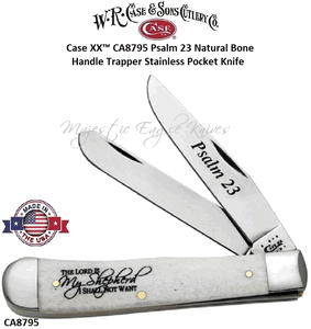 W.R. Case & Son's Cutlery CA8795 Case XX� Psalm 23 Natural Bone Handle Trapper Stainless Pocket Knife