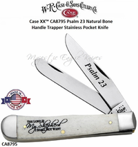W.R. Case & Son's Cutlery CA8795 Case XX� Psalm 23 Natural Bone Handle Trapper Stainless Pocket Knife