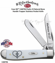 W.R. Case & Son's Cutlery CA8796 Case XX™ Psalm 23 Natural Bone Handle Trapper Stainless Pocket Knife W.R. Case & Son's Cutlery CA8796 Case XX™ Psalm 23 Natural Bone Handle Trapper Stainless Pocket Knife