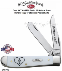W.R. Case & Son's Cutlery CA8796 Case XX� Psalm 23 Natural Bone Handle Trapper Stainless Pocket Knife         