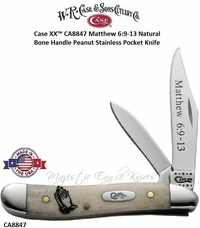 W.R. Case & Son's Cutlery CA8847 Case XX� Matthew 6:9-13 Natural Bone Handle Peanut Stainless Pocket Knife           