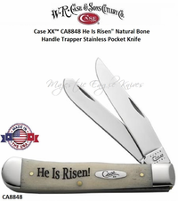 W.R. Case & Son's Cutlery CA8848 Case XX� "He Is Risen" Natural Bone Handle Trapper Stainless Pocket Knife 