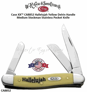 W.R. Case & Son's Cutlery CA8852 Case XX� Hallelujah Yellow Delrin Handle Medium Stockman Stainless Pocket Knife 