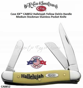 W.R. Case & Son's Cutlery CA8852 Case XX� Hallelujah Yellow Delrin Handle Medium Stockman Stainless Pocket Knife 
