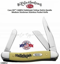 W.R. Case & Son's Cutlery CA8852 Case XX� Hallelujah Yellow Delrin Handle Medium Stockman Stainless Pocket Knife 