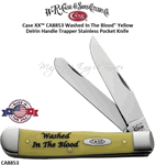 W.R. Case & Son's Cutlery CA8853 Case XX� "Washed In The Blood" Yellow Delrin Handle Trapper Stainless Pocket Knife 