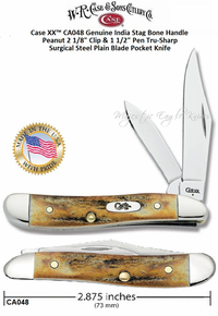 W.R. Case & Son's Cutlery CA048 Case XX� Genuine Stag Peanut Pocket Knife