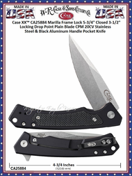 W.R. Case & Sons Cutlery CA25884 Case XX™ Marilla 4-3/4" Closed 3-1/2" Locking Drop Point Plain Blade Frame Lock CPM 20CV Stainless Steel & Black Aluminum Handle Pocket Knife W.R. Case & Sons Cutlery CA25884 Case XX™ Marilla 4-3/4" Closed 3-1/2" Locking Drop Point Plain Blade Frame Lock CPM 20CV Stainless Steel & Black Aluminum Handle Pocket Knife