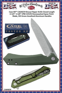 W.R. Case & Sons Cutlery CA64659 Case XX™ Kinzua 4-3/4" Closed 3-3/8" Locking Spear Frame S35VN Steel Plain Blade OD Green Aluminum Handle Pocket Knife W.R. Case & Sons Cutlery CA64659 Case XX™ Kinzua 4-3/4" Closed 3-3/8" Locking Spear Frame S35VN Steel Plain Blade OD Green Aluminum Handle Pocket Knife