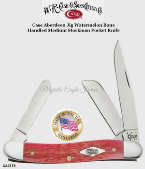 W.R. Case & Son's Cutlery CA9775 Case Aberdeen Jig Watermelon Bone Handled Medium Stockman Pocket Knife