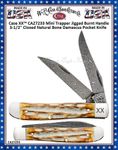 W.R. Case & Sons Cutlery Case XX CA27233 Mini Trapper Jigged Burnt Bone Handle, Damascus, Clip/Wharncliffe) Pocket Knife