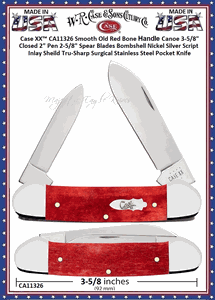 W.R. Case & Sons Cutlery Case XX� CA11326 Smooth Old Red Bone Handle Canoe Pocket Knife