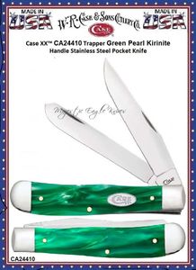 W.R. Case & Sons Cutlery Case XX CA24410 Trapper Green Pearl Kirinite Handle 4-1/8" Closed Stainless Steel Pocket Knife