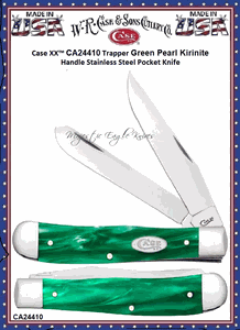 W.R. Case & Sons Cutlery Case XX� CA24410 Trapper Green Pearl Kirinite Handle 4-1/8" Closed Stainless Steel Pocket Knife