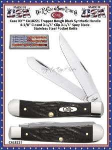 W.R. Case & Son.'s Cutlery CA18221 Case XX� Black Jigged Synthetic Bone Handle Trapper 4-1/8" Closed Pocket Knife