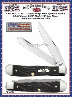 W.R. Case & Son.'s Cutlery CA18221 Case XX� Black Jigged Synthetic Bone Handle Trapper 4-1/8" Closed Pocket Knife