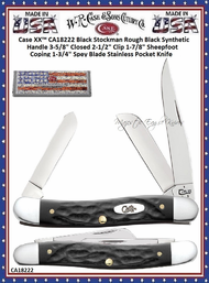 W.R. Case & Son.'s Cutlery CA18222 Case XX™ Black Jigged Synthetic Bone Handle Medium Stockman 3-5/8" Closed Pocket Knife W.R. Case & Son.'s Cutlery CA18222 Case XX™ Black Jigged Synthetic Bone Handle Medium Stockman 3-5/8" Closed Pocket Knife