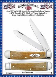 W.R. Case & Son's Cutlery Case XX™ CA58182 Smooth Antique Bone Handle Trapper 4-1/8" Closed 3 -1/4" Clip 3-1/4" Spey Tru-sharp Surgical Stainless Steel Plain Blades Stainless Pocket Knife W.R. Case & Son's Cutlery Case XX™ CA58182 Smooth Antique Bone Handle Trapper 4-1/8" Closed 3 -1/4" Clip 3-1/4" Spey Tru-sharp Surgical Stainless Steel Plain Blades Stainless Pocket Knife