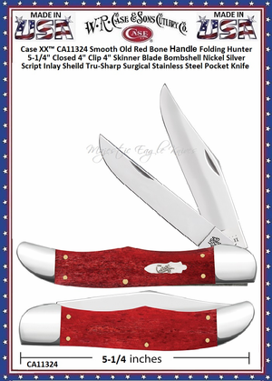 W.R. Case & Sons Cutlery Case XX� CA11324 Smooth Old Red Bone Handle Folding Hunter Pocket Knife