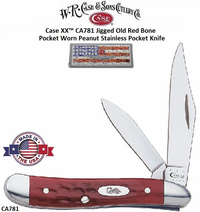 W.R. Case & Son's Cutlery Case XX� CA781 Jigged Old Red Bone Pocket Worn Peanut Stainless Pocket Knife  