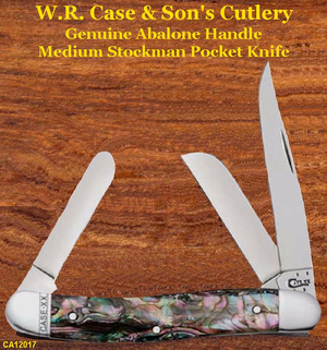 W.R. Case & Son's Cutlery presents The Limited Edition CA12017 CASE XX Genuine Abalone Medium Stockman Round Bolsters Pocket Knife W.R. Case & Son's Cutlery presents The Limited Edition CA12017 CASE XX Genuine Abalone Medium Stockman Round Bolsters Pocket Knife