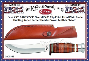 W.R. Case & Son'sCutlery Case XX CA385 Fixed Blade Leather Handle Hunting Knife & Sheath