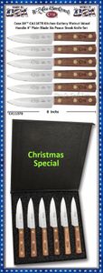 W.R. Case & Sons CA11078 Case XX� Kitchen Cutlery Walnut Wood Handle 4" Serrated Blade Six Peace Steak Knife Set 