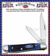 W.R. Case & Sons CA14306 Case XX� Ford Motor Company Blue Bone Handle Peanut Stainless Pocket Knife