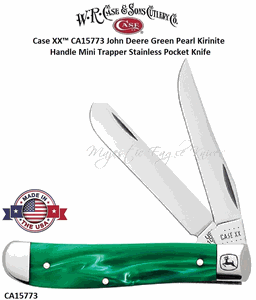 W.R. Case & Sons CA15773 Case XX� John Deere Green Pearl Kirinite Mini Trapper Stainless Pocket Knife 
