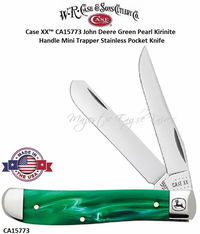 W.R. Case & Sons CA15773 Case XX� John Deere Green Pearl Kirinite Mini Trapper Stainless Pocket Knife 