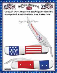 W.R. Case & Sons CA18144 Case XX™ Russlock Scouting America Red & Blue Synthetic Handle 4-1/8" Closed Stainless Steel Pocket Knife W.R. Case & Sons CA18144 Case XX™ Russlock Scouting America Red & Blue Synthetic Handle 4-1/8" Closed Stainless Steel Pocket Knife