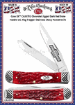 W.R. Case & Sons CA33702 Case XX� Chevrolet Jigged Dark Red Bone Handle US. Flag Trapper Stainless Chevy Pocket Knife 