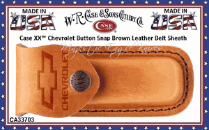 W.R. Case & Sons CA33703 Case XX� Chevrolet Button Snap Brown Leather Chevy Belt Sheath  