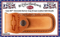 W.R. Case & Sons CA33703 Case XX� Chevrolet Button Snap Brown Leather Chevy Belt Sheath  