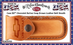 W.R. Case & Sons CA33703 Case XX� Chevrolet Button Snap Brown Leather Chevy Belt Sheath  