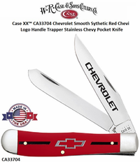 W.R. Case & Sons CA33704 Case XX� Chevrolet Smooth Synthetic Red Chevy Logo Handle Trapper Stainless Chevy Pocket Knife 