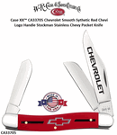 W.R. Case & Sons CA33705 Case XX� Chevrolet Smooth Synthetic Red Chevy Logo Handle Stockman Stainless Chevy Pocket Knife 