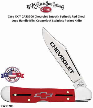 W.R. Case & Sons CA33706 Case XX�Chevrolet Smooth Synthetic Red Chevy Logo Handle Mini Copperlock Stainless Pocket Knife  