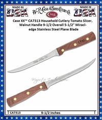 W.R. Case & Sons CA7313 Case XX� Household Cutlery Tomato Slicer, Walnut Handle 9-1/2 Overall 5-1/2" Miracl-edge Stainless Steel Plane Blade