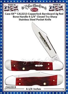 W.R. Case & Sons Cutlery CA12213 Case XX Copperlock Barnboard Jig Red Bone Handle 4-1/4" Closed 3 1/4" Locking Clip Tru-Sharp Surgical Stainless Steel Pocket Knife