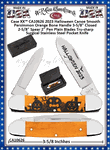 W.R. Case & Sons Cutlery Case XX� CA10626 2023 Halloween Canoe Smooth Persimmon Orange Bone Handle 3-5/8" Closed 2-5/8" Spear 2" Pen Plain Blades Tru-sharp Surgical Stainless Steel Pocket Knife